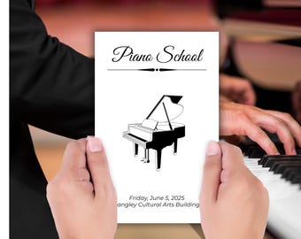 Piano Recital Program Template, Music Production,  Great for Studios and Companies, Bifold Band Performance Flyer, Customize and Print