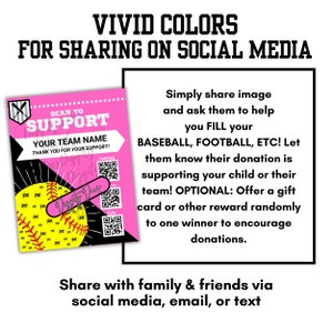 SOFTBALL Fundraiser With QR Code, Color Changing, Custom Template ...