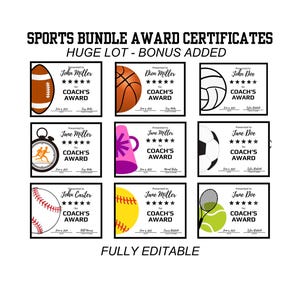 SPORTS Award Certificates BUNDLE |  Editable High School Awards | End of Year Awards | Participation Awards | MVP | Athletic Banquet