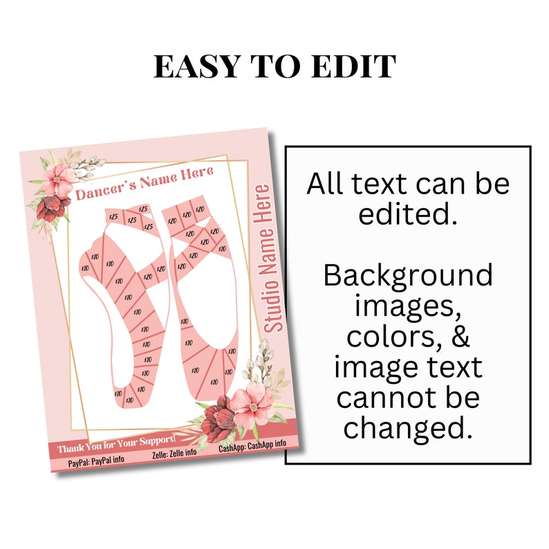 BALLET FUNDRAISER Editable Fill in Sheet Dance Competition Dance