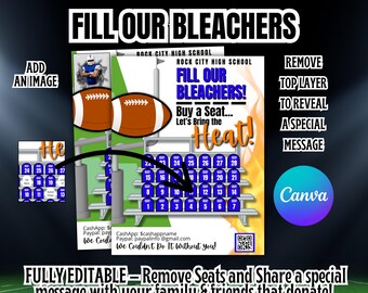 Football Fill My Bleachers Template | Editable Canva Fundraiser Form for Teams, Schools, Leagues, Booster Clubs | Sponsor My Season