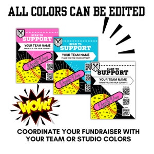 SOFTBALL Fundraiser With QR Code, Color Changing, Custom Template ...