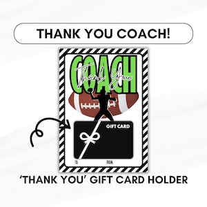 VOETBALCOACH Waardering Cadeaukaarthouder, Afdrukbaar, Bedankkaart, Coachcadeau, Vakantie, Verjaardag, Eindejaarsprijzen, Schoolcoach