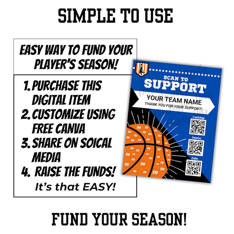 BASKETBALL Fundraiser With QR Code, Color Changing, Custom Template ...