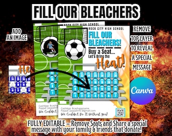 SOCCER FUNDRAISER | Unique Fill In Fundraising Game board | Editable | AAU Soccer | Fundraising for Soccer Expenses | School Fundraiser