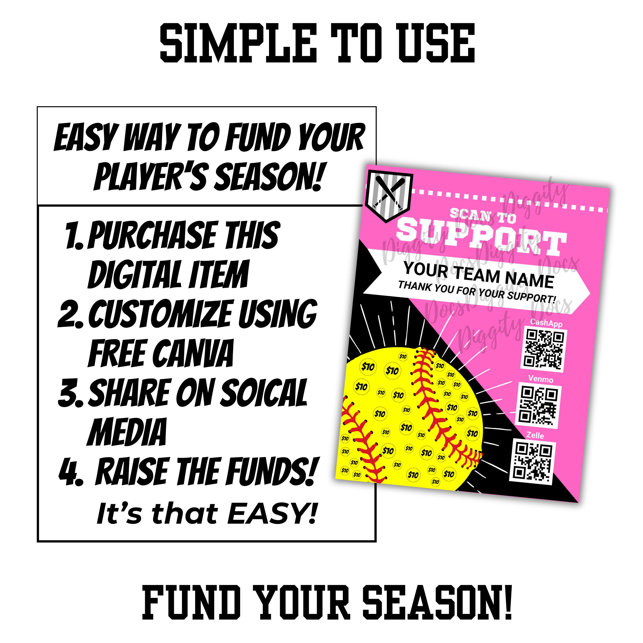 SOFTBALL Fundraiser With QR Code, Color Changing, Custom Template ...