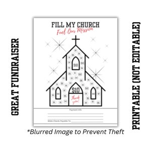 CHURCH BUILDING FUND Fundraiser Printable | Building Fundraising | Church Missionary | Color In Donations | Christian Fundraiser | Printable