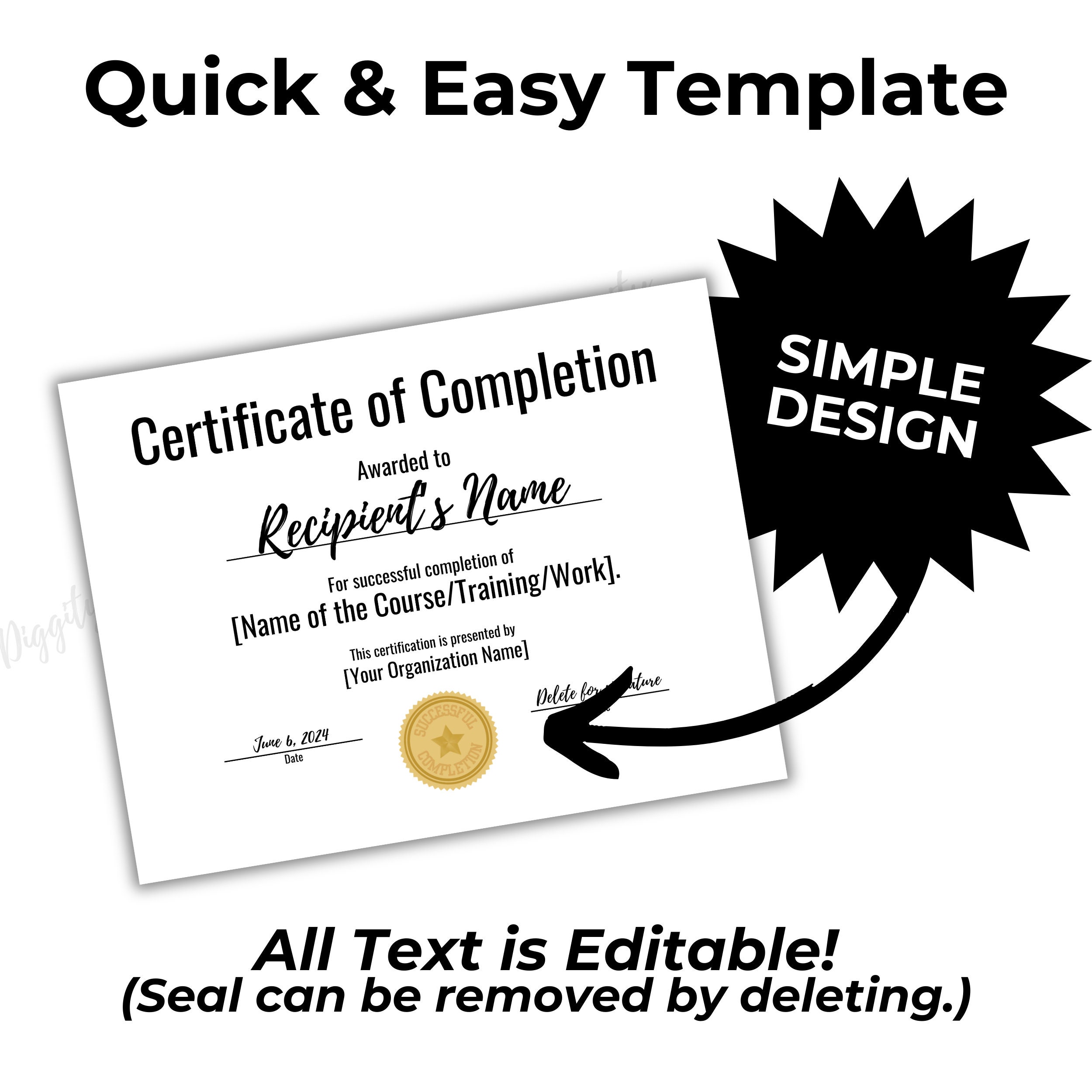 Certificate of Completion Professional Template | Customizable Training ...