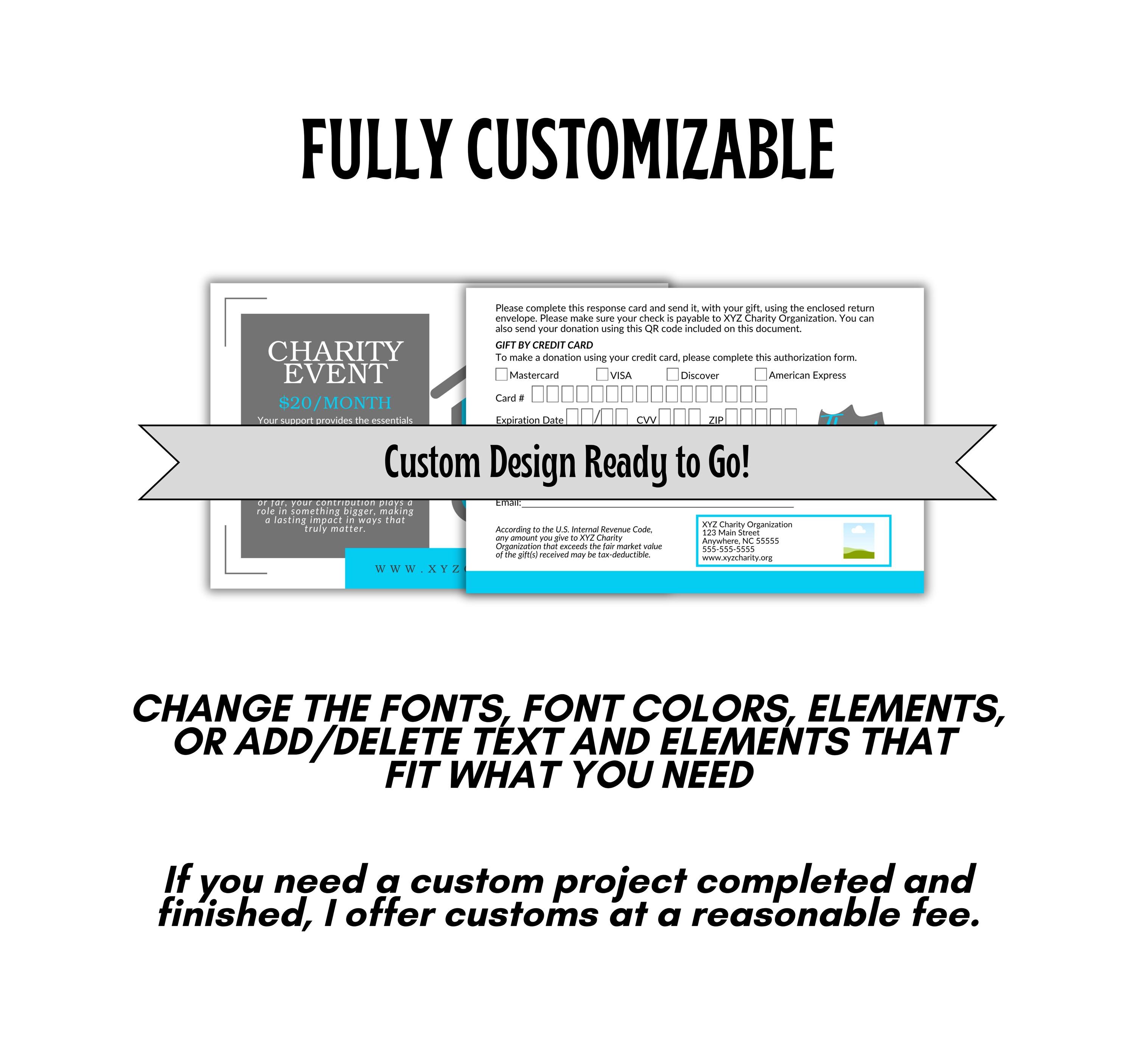 Editable Charity Pledge Form 6x4, Nonprofit Fundraising Printable ...
