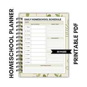 Homeschool Planner Printable - 50 Seiten, 8,5 x 11, Koordinierende Farben, Jahres-, Monats-, Wochen- und Tagesplanung, nicht bearbeitbar, Boho, Chic