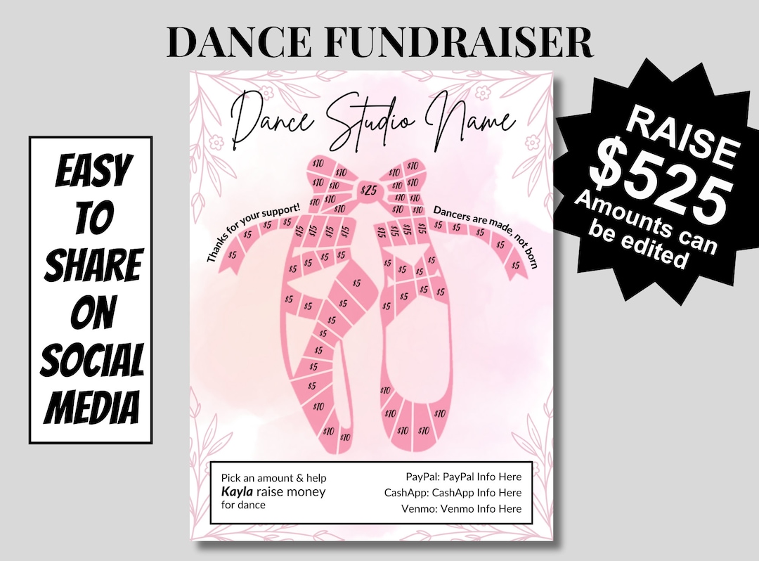 BALLET FUNDRAISER Elegant Editable Template Fill My Ballet Shoes Dance
