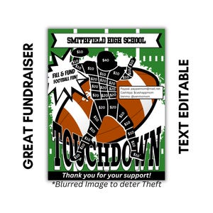 FOOTBALL FUNDRAISER TEMPLATE | Fill My Football  | Football Fill & Fund Fundraiser Sheet |Pee Wee Football | Youth Football Fundraiser|