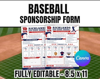 Baseball Sponsorship Flyer Template, Sponsor My Season, Teams, Schools, AAU & Travel Ball Leagues, Sports Sponsor Sheet, Sponsor My Team