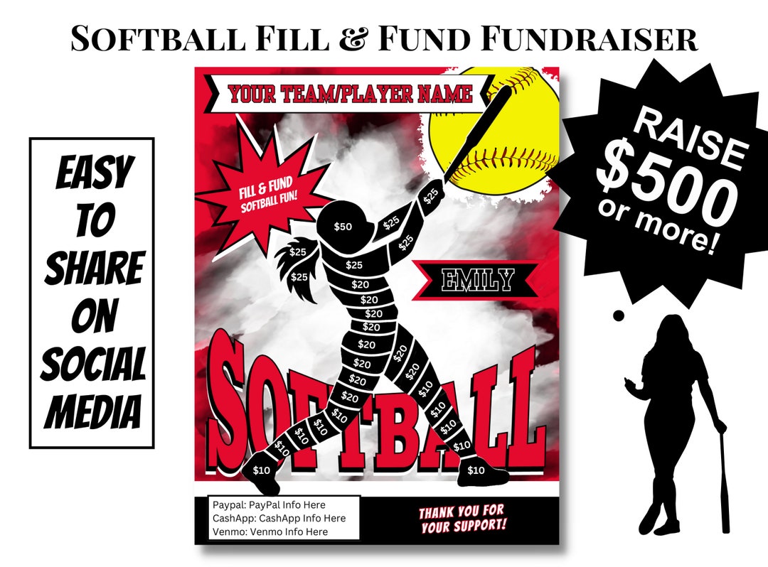 SOFTBALL Fill & Fund Fundraiser Editable Softball Fundraiser Sheet AAU