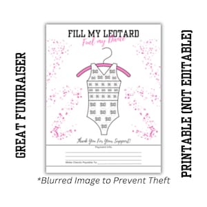Fill My LEOTARD Fundraiser | Printable 8.5&quot; x 11&quot; | Color-In Donation Spots | Instant Download | Fun Fundraising | DANCE | Studio