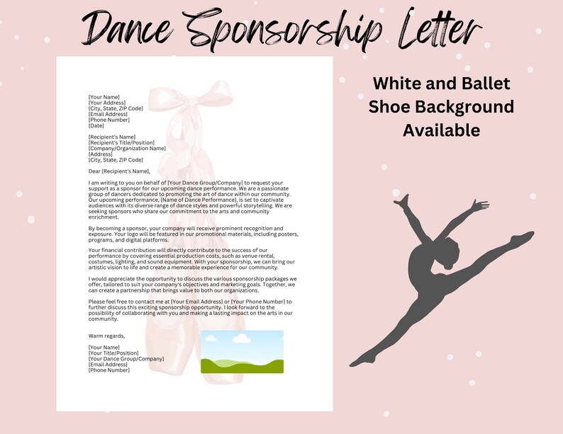 Dance Sponsorship Letter Customize and Support the Art of Dance Dance