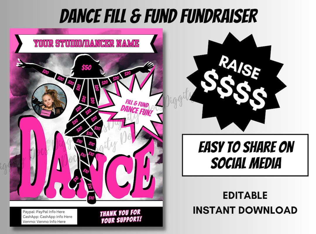 EDITABLE DANCE Fill and Fund Fundraiser Dance Fundraiser Sheet Dance