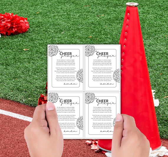 Cheer Prayer Cards – Christian Athlete Gift Tags, Bag Tags, and Competition Keepsakes for Cheerleaders, Printable Quotes, Goodie Bags Tags