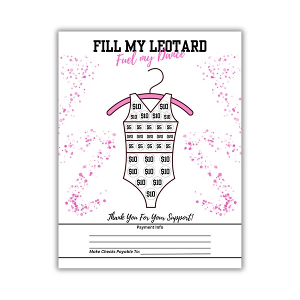 Fill My LEOTARD Fundraiser | Printable 8.5" x 11" | Color-In Donation Spots | Instant Download | Fun Fundraising | DANCE | Studio