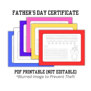 Father's Day Certificate PDF Printable - Print &amp; Fill Out. Perfect Gift ...