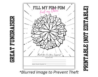 Cheer Fundraiser Printable | FILL MY Pom-Pom  | Cheer Comp | Cheerleading Competition | Pom Pom Fundraising | Sponsor My Cheerleader