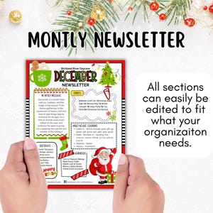 12月の月刊ニュースレター、すべての要素は編集可能、学校、クラブ、ホームスクール協同組合、教会、保育園、組織に最適