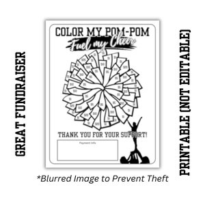 COLOREA MI recaudación de fondos Pom-Pom Cheer / Llena mi Pom-Pom / Cheer Comp / Competencia de porristas / Recaudación de fondos Pom Pom / Patrocina a mi animadora