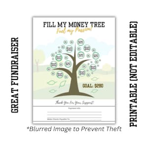 FILL MY Money Tree Fundraiser | Printable 8.5" x 11" Color-In Donation Spots | Fundraising Flyer |Sports & Clubs | Church | All Occasions