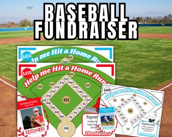 Editable Baseball Home Run Fundraiser Template, Fill My Base, Canva, Baseball Donation Board, Team Booster, Printable, Digital Download