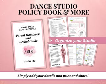 Dance Studio & Recital Policy Book Template, Editable Canva Bundle, Ballet Handbook, Dance Teacher Kit, Costume Form, Pointe Evaluations