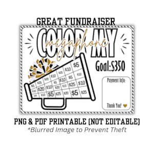 COLOR MY MEGAPHONE Cheer Fundraiser, Fill My Cheer Megaphone, Printable, Cheer Comp, Cheer Elite Pom Pom, Cheerleading Competition, Gold