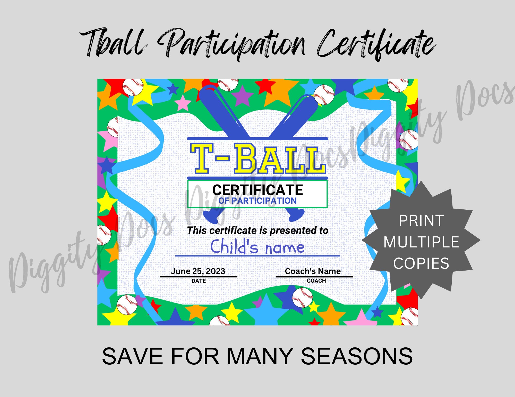 Editable Tball Certificate Awards Personalize & Celebrate Etsy