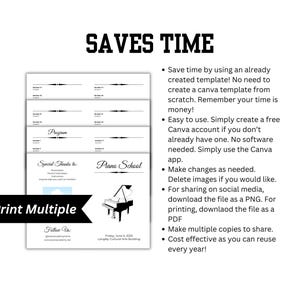 Piano Recital Program Template, Music Production, Great for Studios and ...