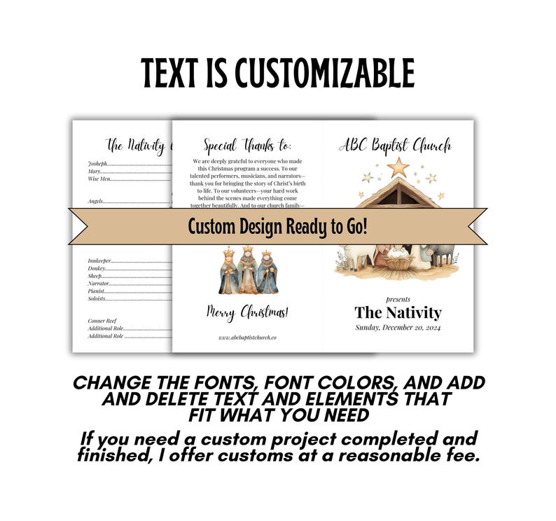 Christmas Nativity Play Program Template, the First Christmas, Perfect ...