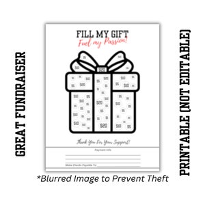 FILL MY GIFT Fundraiser | Printable 8.5&quot; x 11&quot; Color-In Donation Spots | Fundraising Flyer |Sports & Clubs | Church | All Occasions