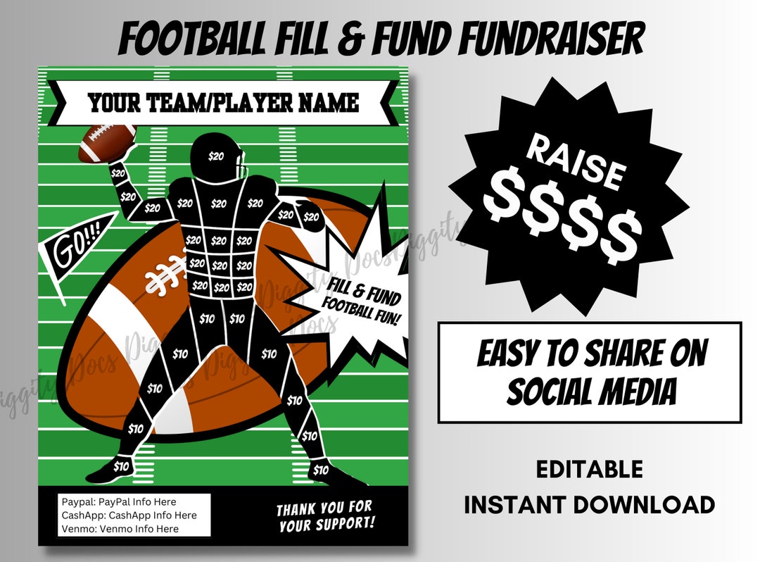 EDITABLE FOOTBALL Fill in Fundraiser Template Football Fill Etsy