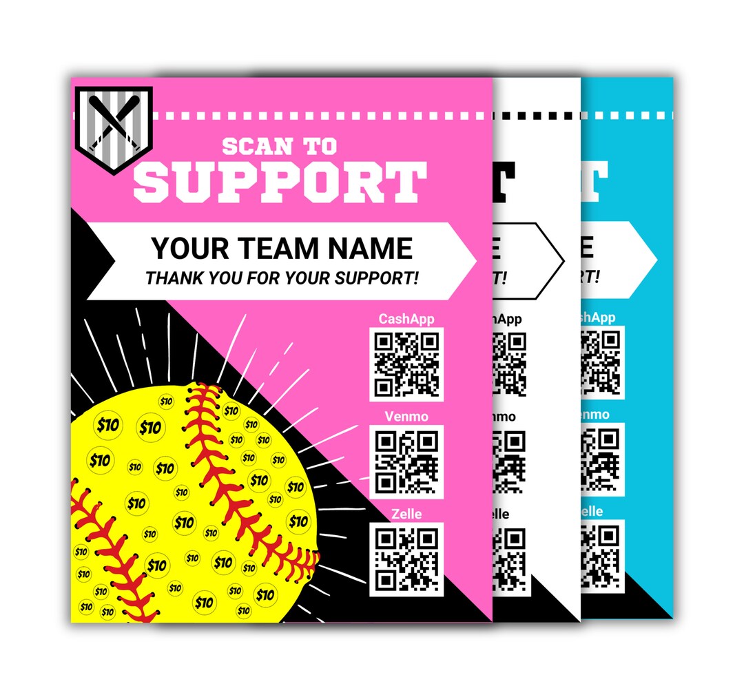 SOFTBALL Fundraiser With QR Code, Color Changing, Custom Template ...