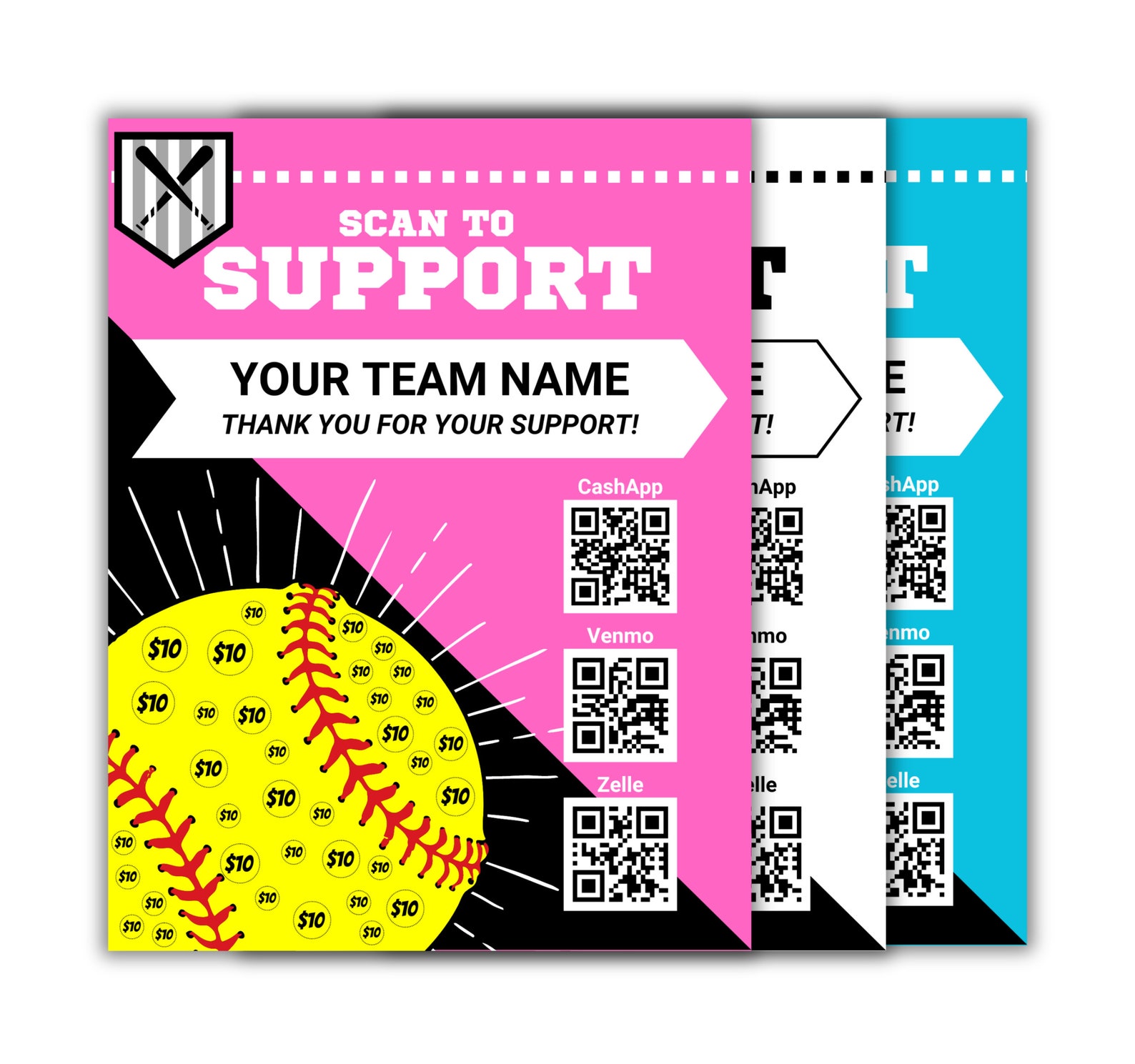 SOFTBALL Fundraiser With QR Code, Color Changing, Custom Template ...