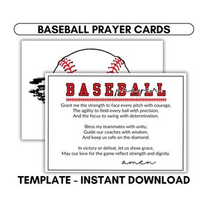 BASEBALL PRAYER Cards for Your Team's Strength and Spirit! , Softball Spirit Team Support, Printable Prayer Athletic Cards | AAU | Travel