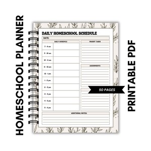 Homeschool Planner Printable - 50 Seiten, 8,5 x 11, Koordinierende Farben, Jahres-, Monats-, Wochen- und Tagesplanung, nicht bearbeitbar, Boho, Chic