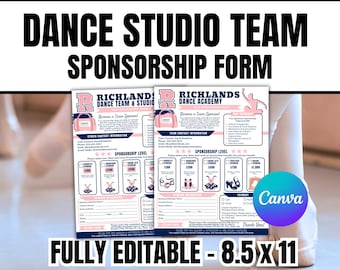 Dance Sponsorship Form, Editable Canva Template, Dance Studio Fundraiser, Competition Team, Sponsor Flyer, Great for Companies & Showcase