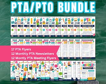 Editable PTA Flyers Bundle, Membership, Newsletters Meeting Announcements, PTO Templates, Back to School, Editable Canva School Posters