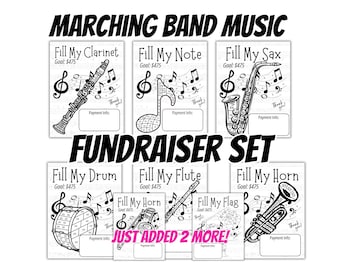 Marching Band Fundraiser Set Printable, Digital Download PDF & PNG, Color My, Donation, Support Music Education, Musical Goals