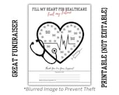 High School Fundraiser: Fill My Heart | Printable 8.5x11 Digital Download | Non-Editable Fundraising Tracker | Color-in Donation Spots