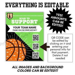BASKETBALL Fundraiser With QR Code, Color Changing, Custom Template ...