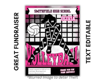 VOLLEYBALL FUNDRAISER Template | Fill My Volleyball Player | Volleyball Fill & Fund Fundraiser Sheet | AAU Volleyball | Elite Volleyball