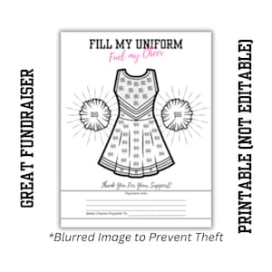 Cheer Fundraiser Printable | MEINE UNIFORM FÜLLEN | Anfeuerungsgut | Cheerleader Wettbewerb | Pom Pom Spendensammlung | Pate My Cheerleader