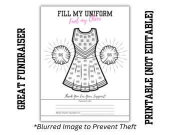 Cheer Fundraiser Printable | FILL MY UNIFORM  | Cheer Comp | Cheerleading Competition | Pom Pom Fundraising | Sponsor My Cheerleader