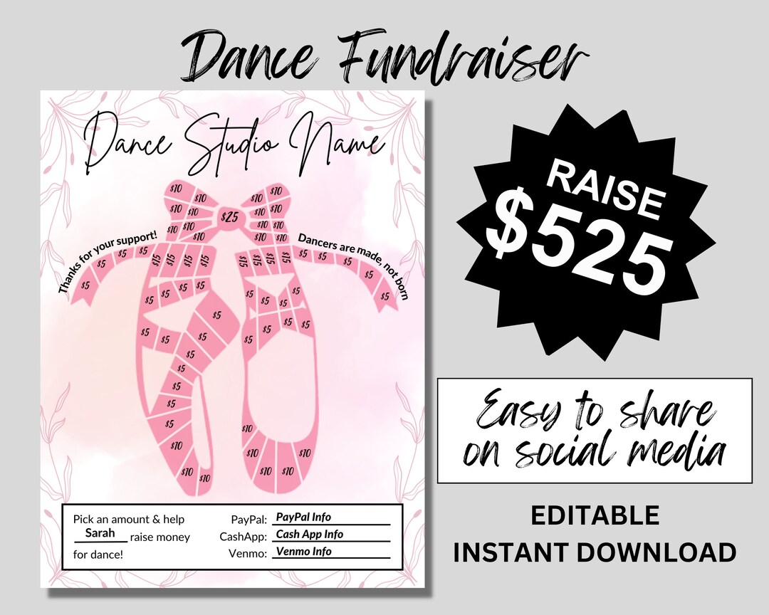 EDITABLE BALLET Fill in Fundraiser Ballet Fundraiser Sheet Dance