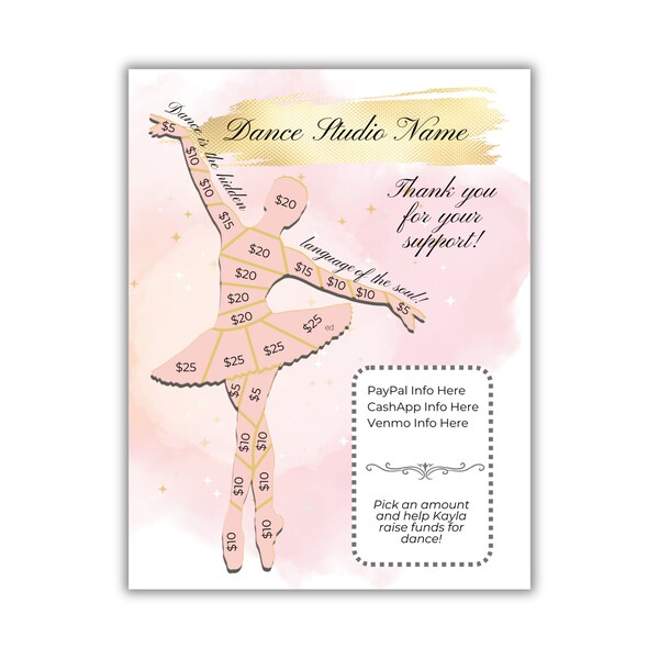 BALLET Fundraiser | Fill-In Editable | Ballet Fundraiser Sheet | Dance Competition | Dance Fundraiser | Ballet donation | Dance Recital